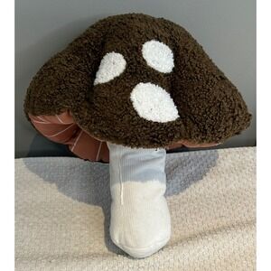 Mushroom Plush Pillow Brown Sherpa Toadstool Cottagecore Decor